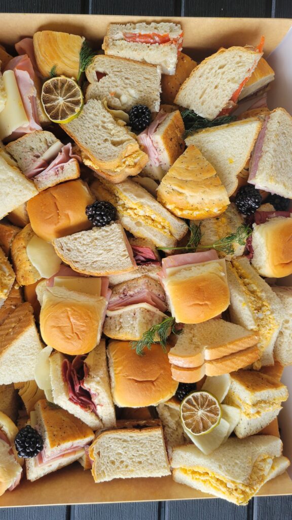 Sandwiches on a tray from the Gourmet Sandwich Platter