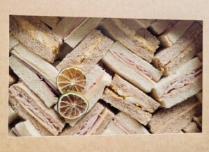 Box of sandwiches from the sandwich platter