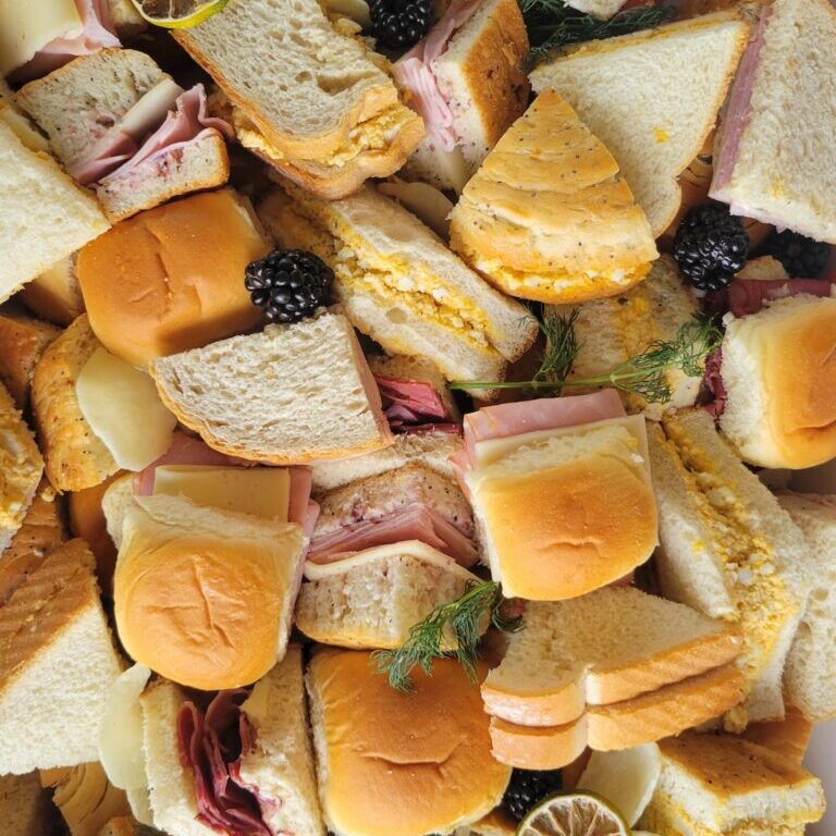 Sandwiches on a tray from the Gourmet Sandwich Platter