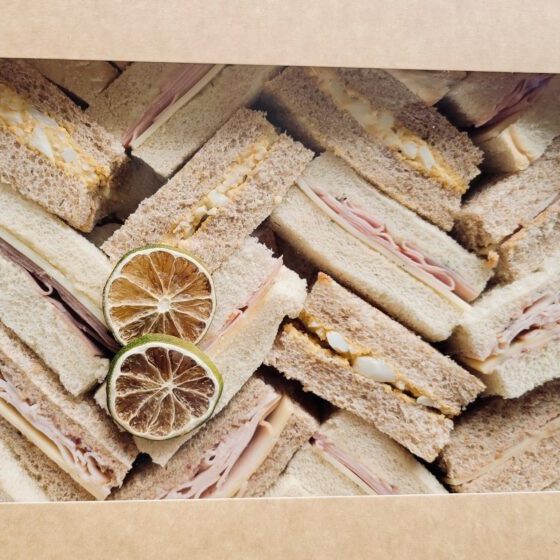 Box of sandwiches from the sandwich platter